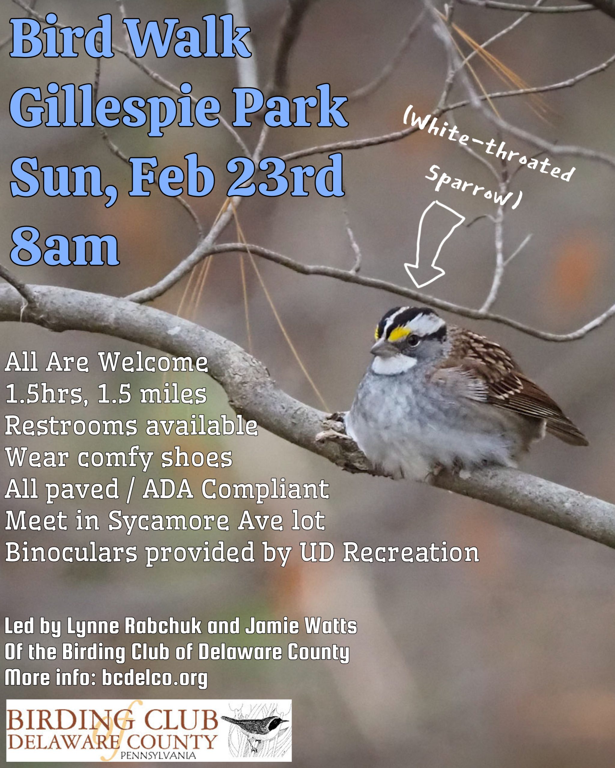 Bird Walk at Gillespie Park in Drexel Hill