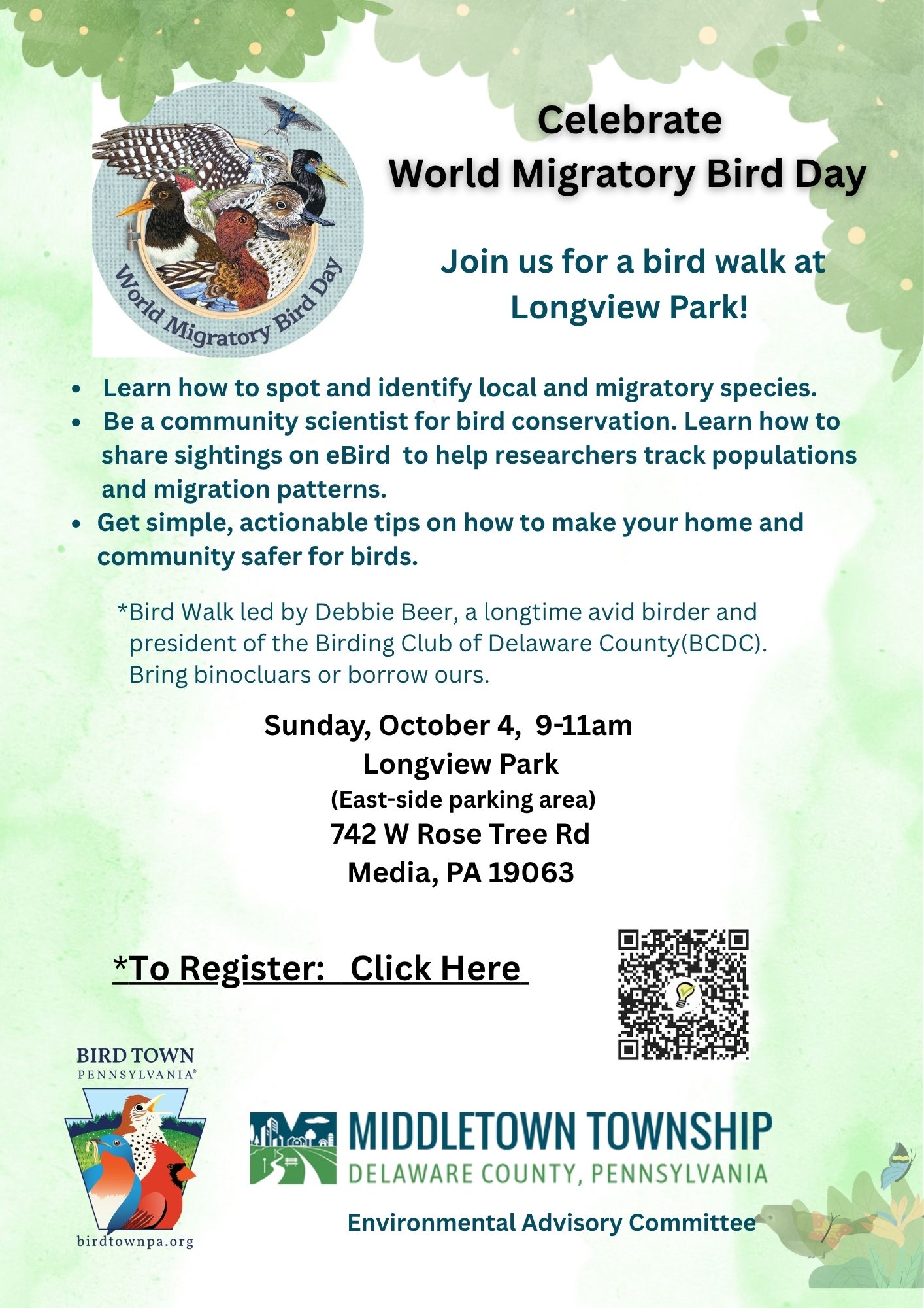 Bird Walk at Longview Park, with Middletown Township EAC